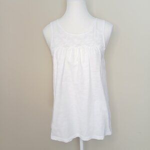 Anthropologie Hem & Thread Sleeveless Eyelet Detail Tank Top White Size Medium